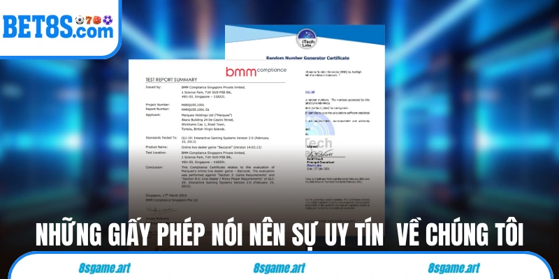 Những giấy phép nói nên sự uy tín về chúng tôi